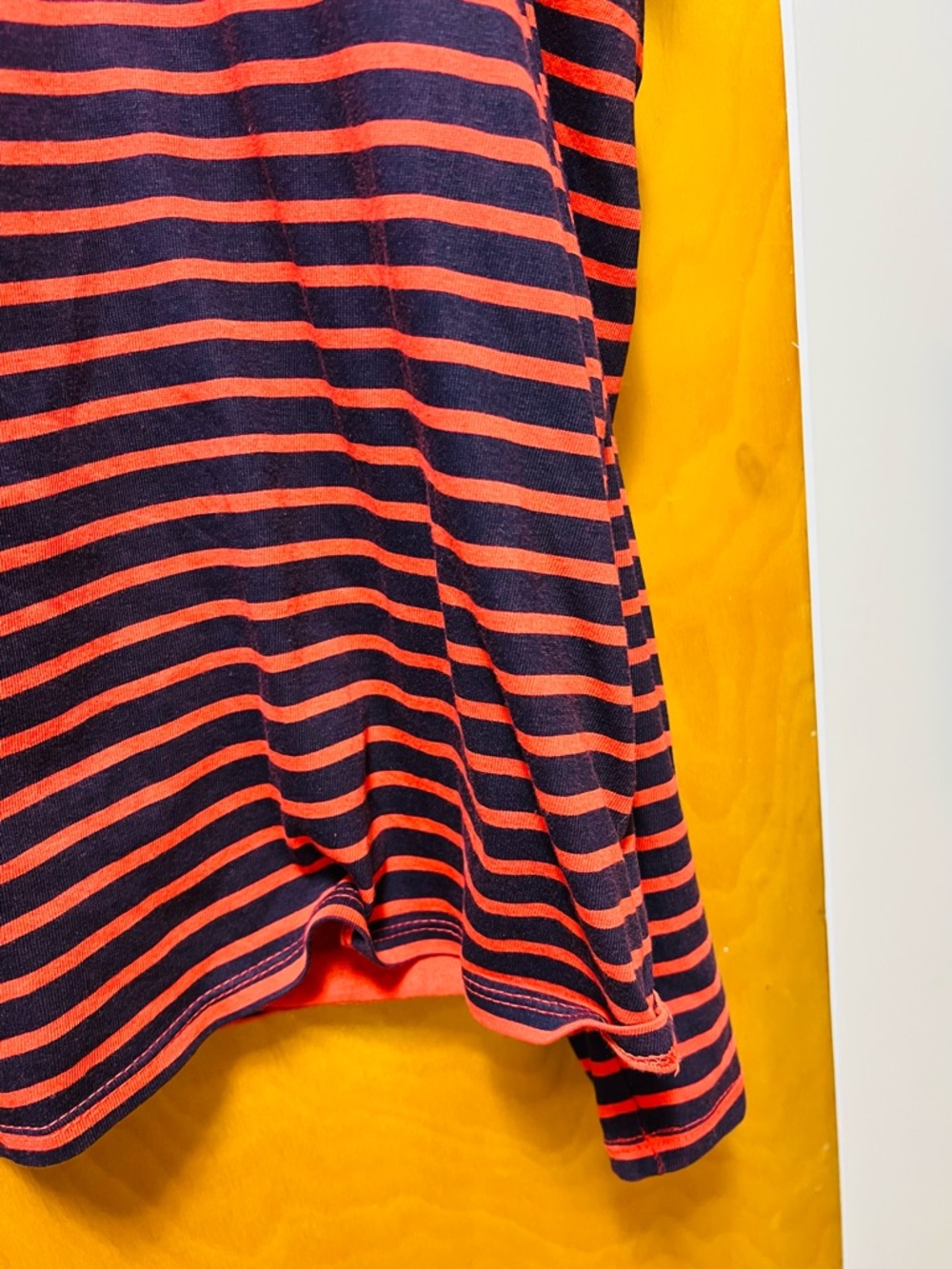 Clare V Red and Navy Puff-Sleeve Striped Long-Sleeve Tee - Picture 9 of 15
